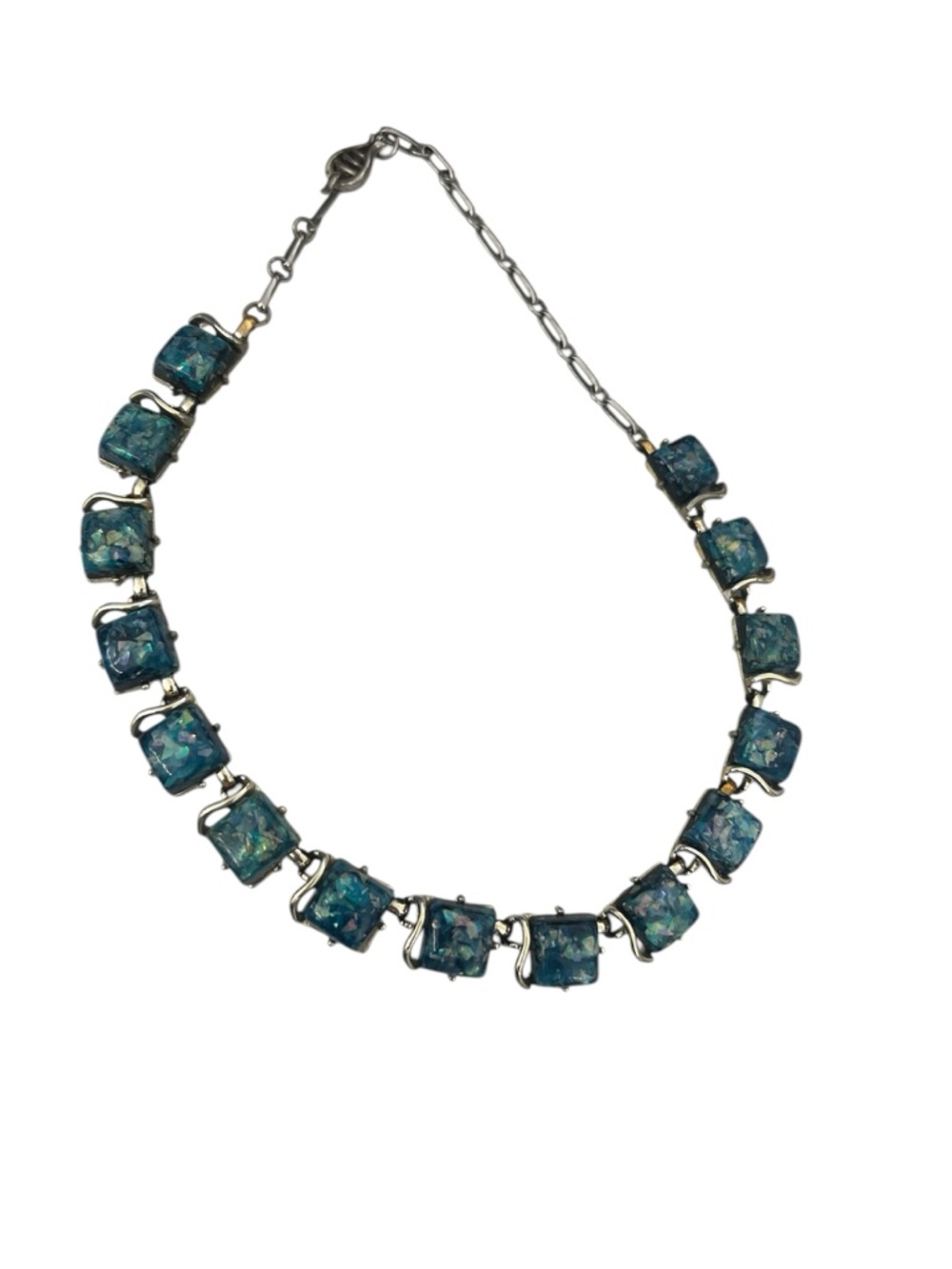 Coro Blue Mosaic Square Necklace